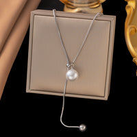 Casual Pearl Slider Lariat Chain Necklace