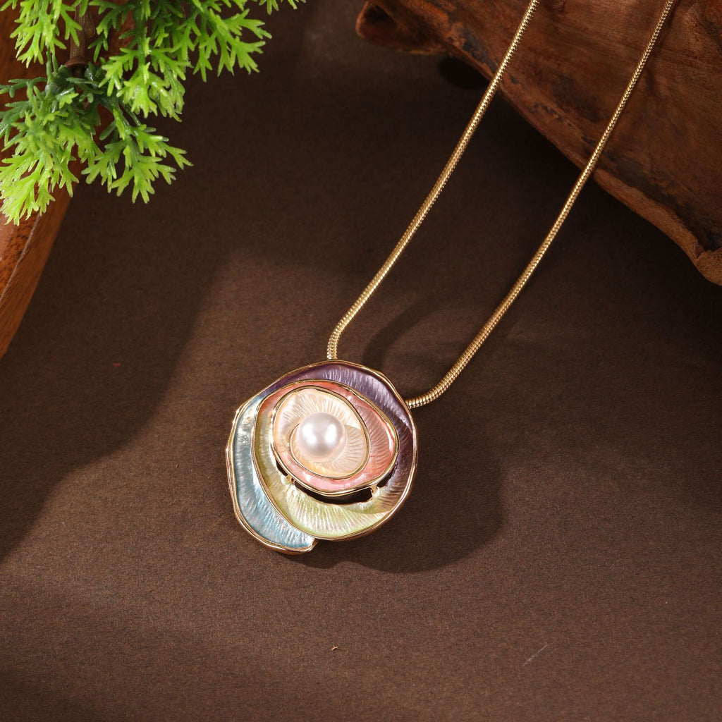 Enchanted Rose Pearl Pendant Necklace