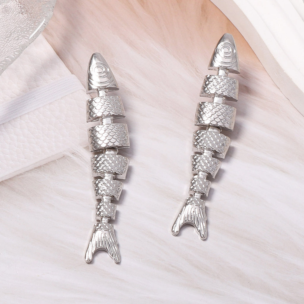 Golden Tide Fishbone Statement Drop Earrings