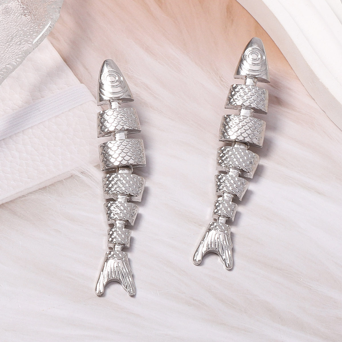 Golden Tide Fishbone Statement Drop Earrings