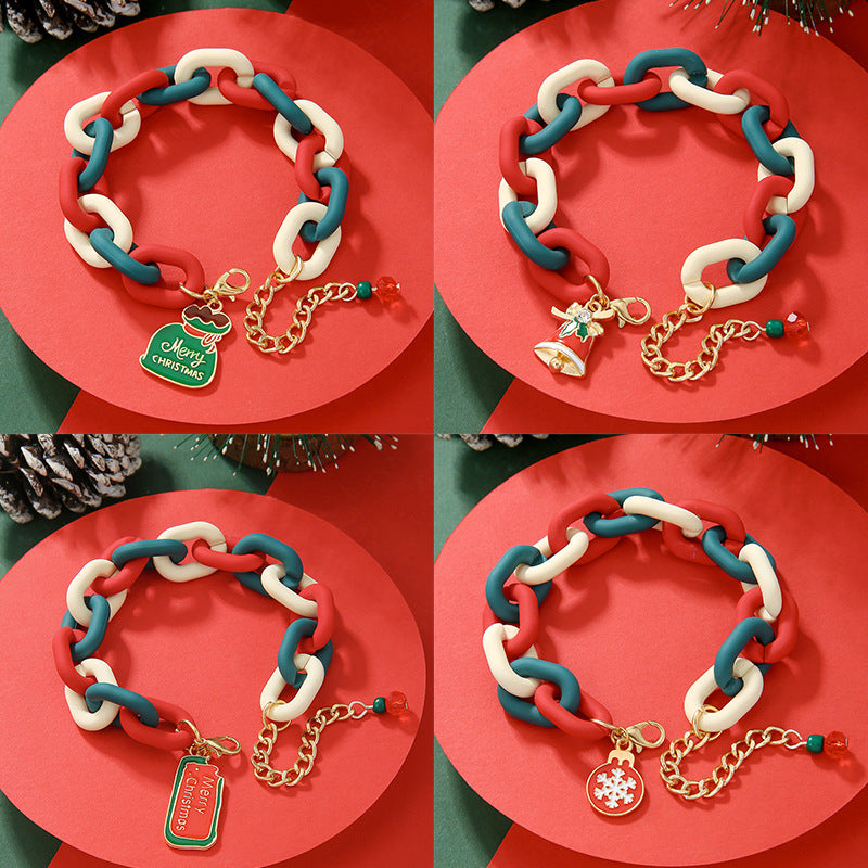 Santa Claus Acrylic Link Holiday Christmas Bracelet