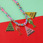 Handcraft Woven Knit Red Wine Xmas Necklace