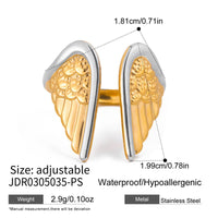 2 Tones Angel Wing Open Ring