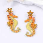 Sparkly Seahorse Summer Ocean Earrings