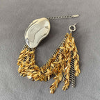 Exaggerate Metallic Two Tone Leaf Statement Bracelet