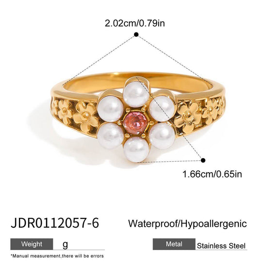 Pearl Bead Flower Band Ring