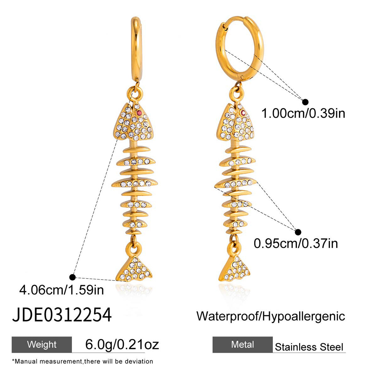EDGY Fishbone Hoop Earrings