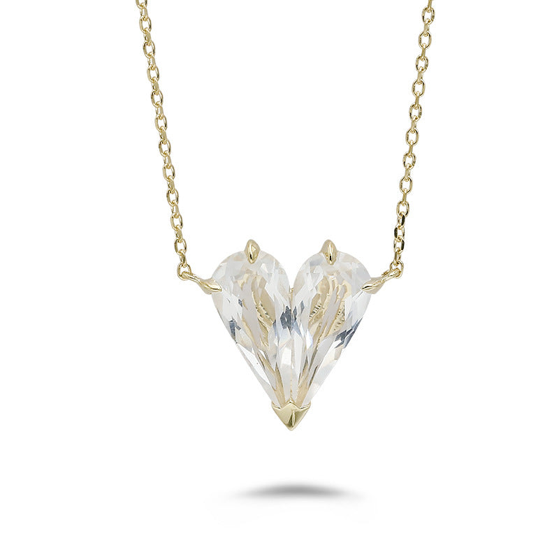 Clear Quartz Invisible Heart Chain Necklace