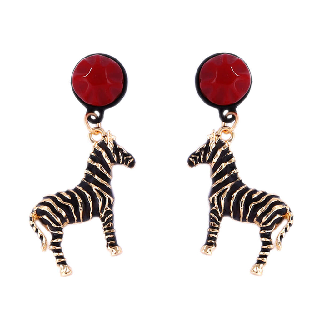 Black White Zebra Stripes Drop Earrings