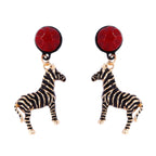 Black White Zebra Stripes Drop Earrings
