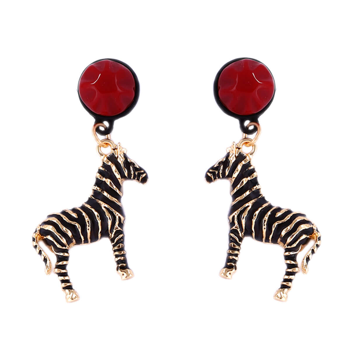 Black White Zebra Stripes Drop Earrings