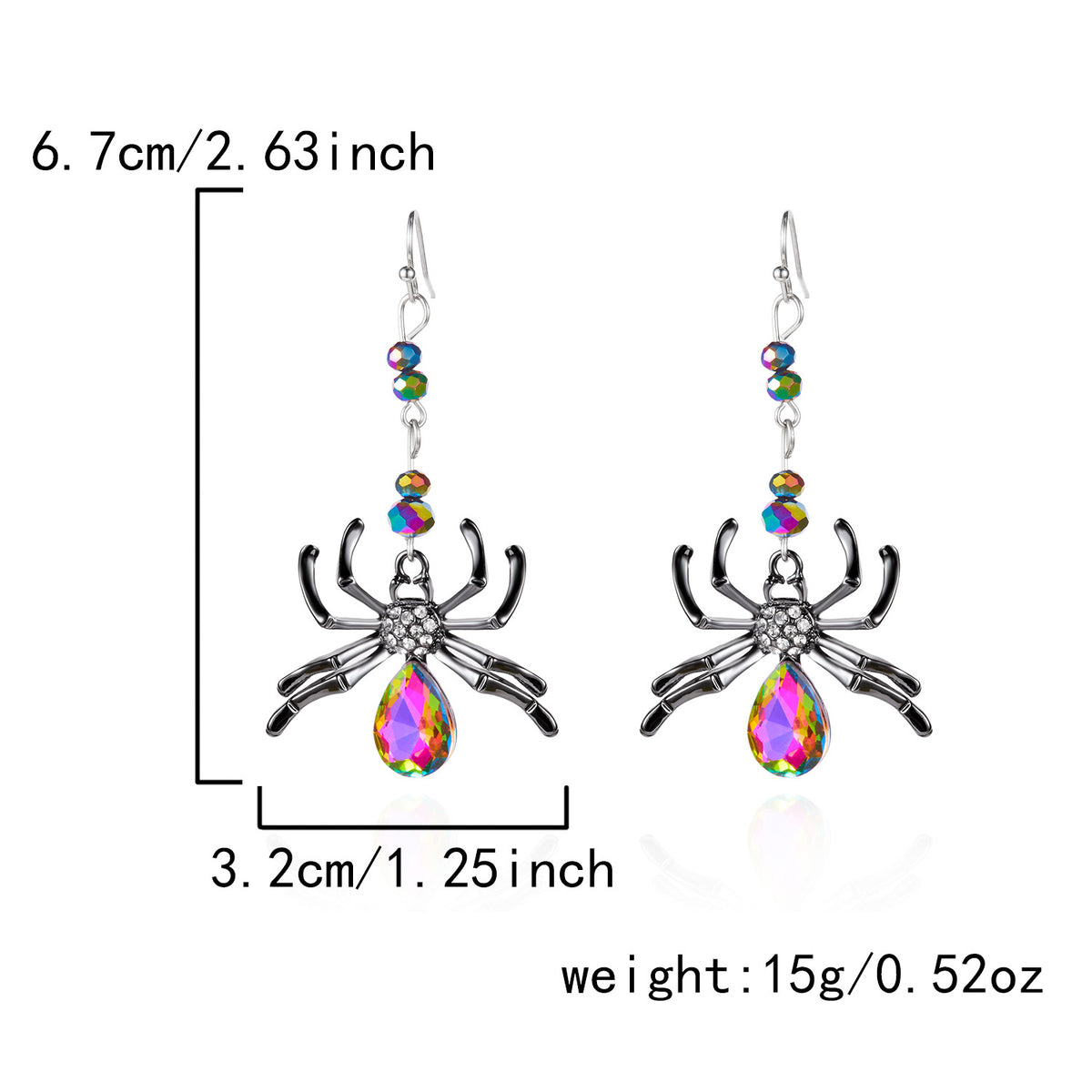 Midnight Bat Black Crystal Drop Earrings