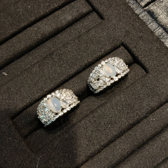 White Chalcedony Halo Statement Ring