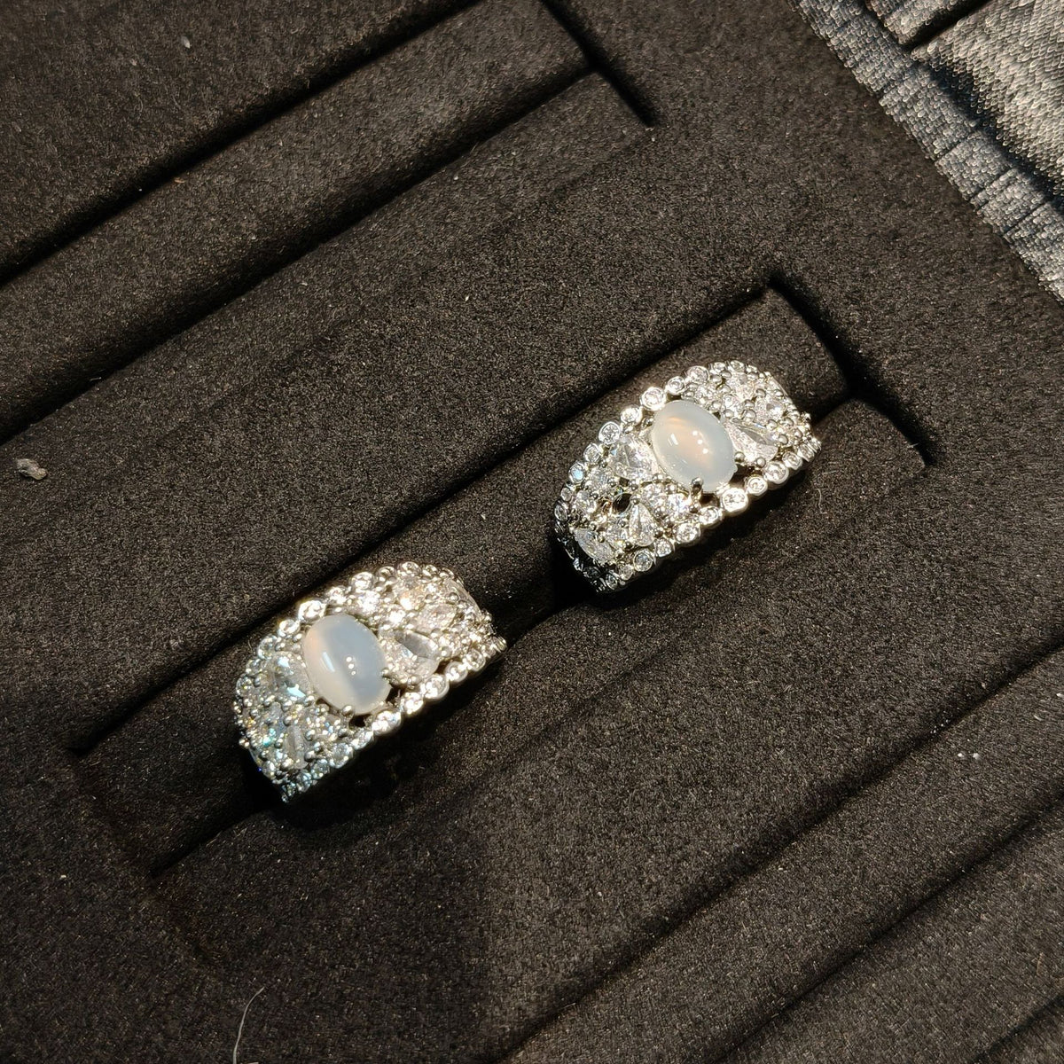 White Chalcedony Halo Statement Ring
