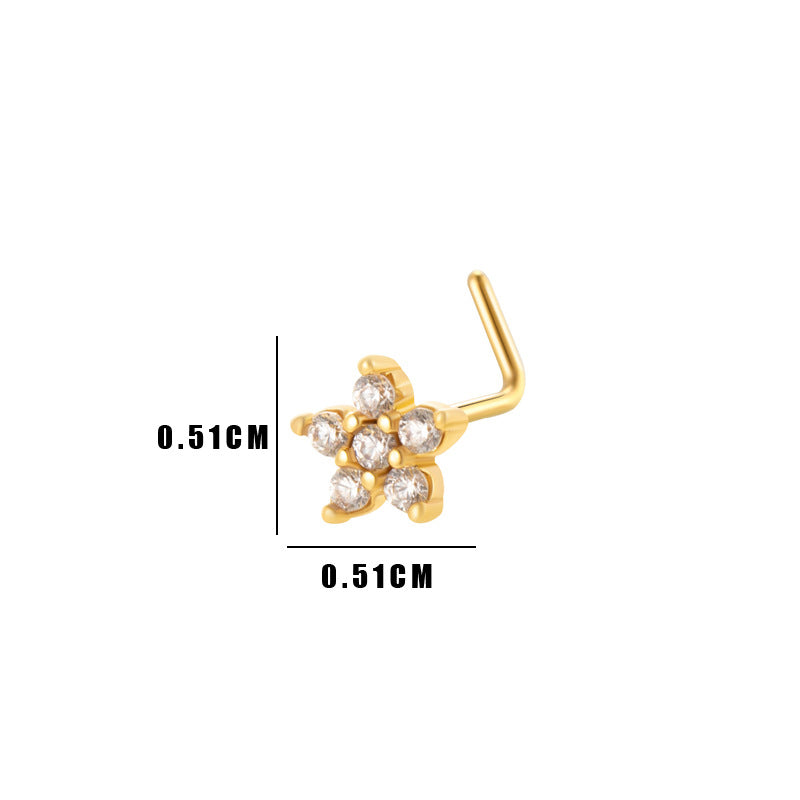 Little Bow Flower L Shape Nose Ring