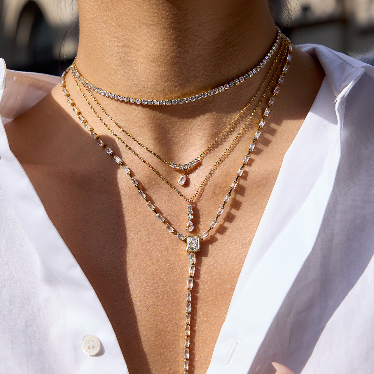Simple WaterDrop CZ Necklace