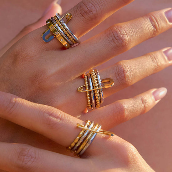 Safety Pin Multiple Layer Stacking Ring