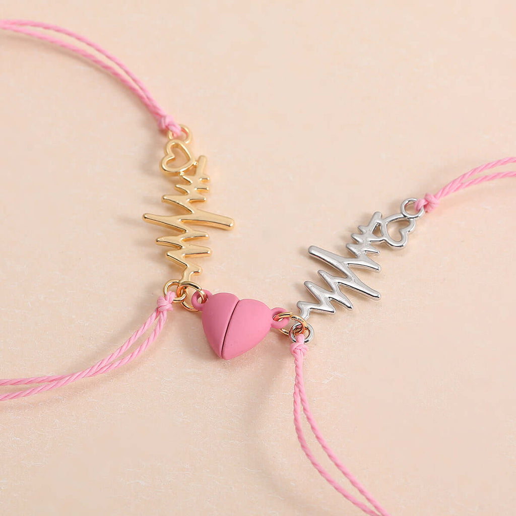 Magnetic Pink Heartbeat Cord Bracelet 