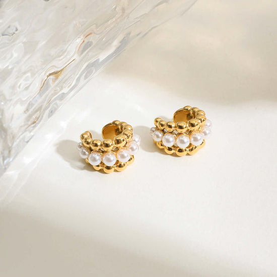 Baroque Pearl Donut Hoop Earring Ear Clip Set