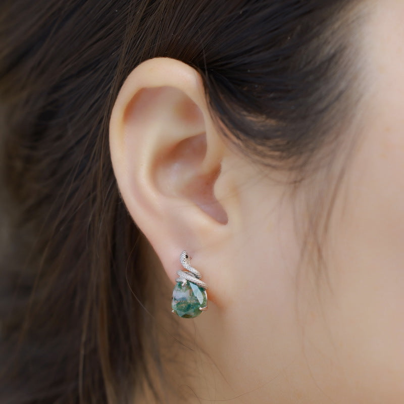 Nature inspired Moss Agate Leaf Ring