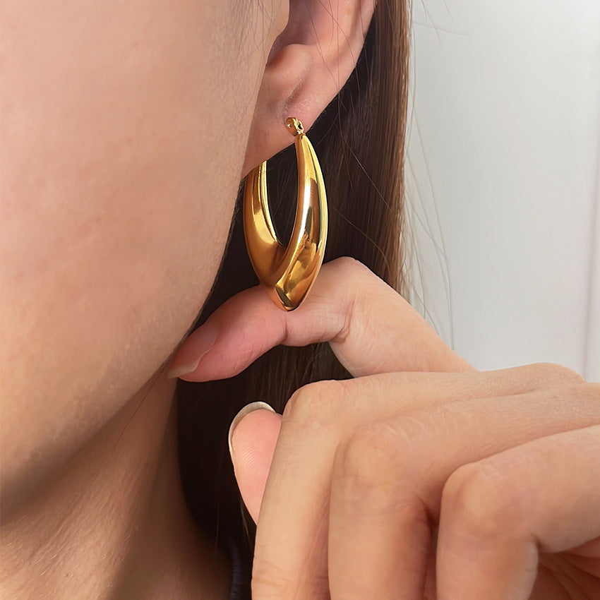 18K Gold Plated French Curve Hoop Earrings