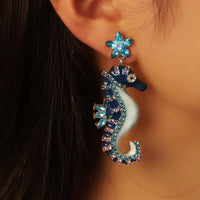 Sparkly Seahorse Summer Ocean Earrings