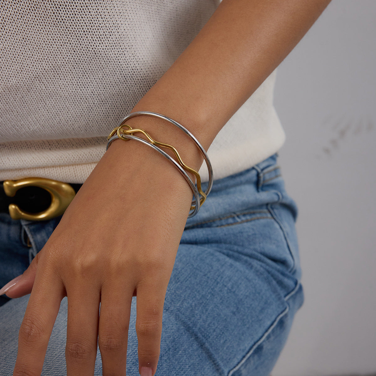 Stacking Crossover Wrap Bangle Bracelet