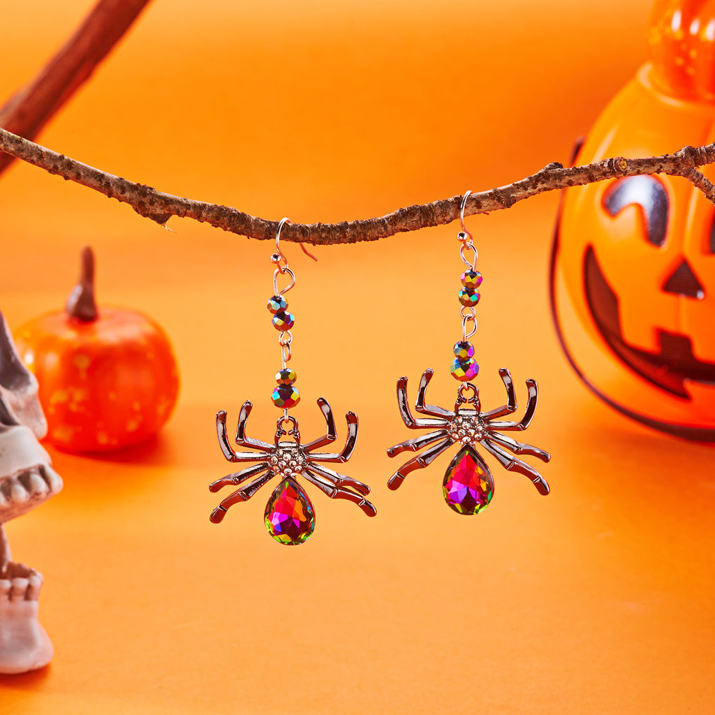 Midnight Bat Black Crystal Drop Earrings