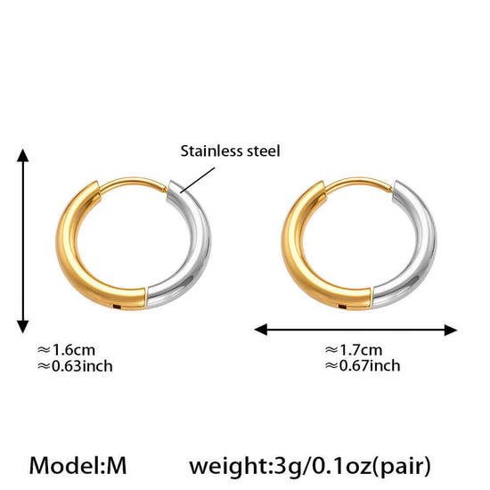 Duo Tones Basic Plain Thin Hoop Earrings