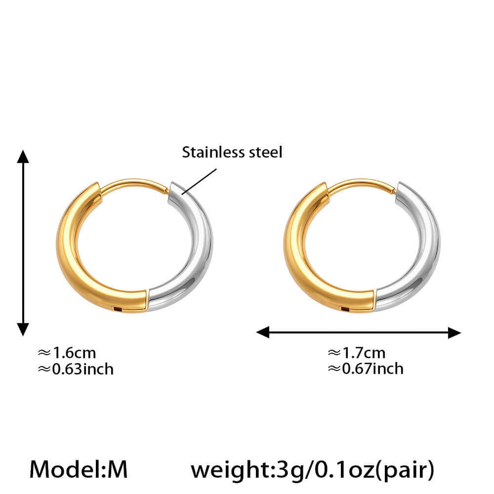 Duo Tones Basic Plain Thin Hoop Earrings