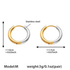 Duo Tones Basic Plain Thin Hoop Earrings