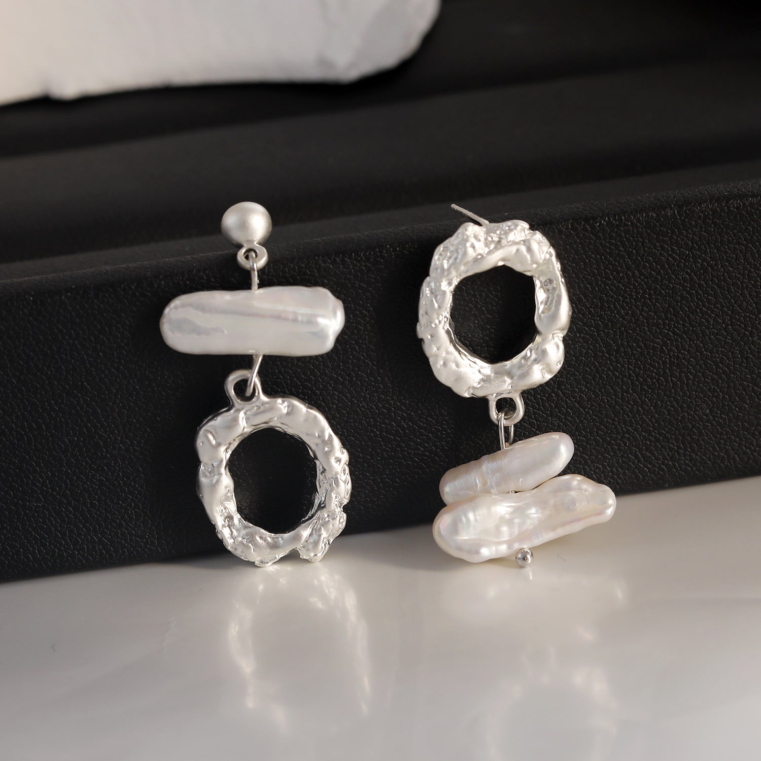 Asymmetric French Freshwater Pearl Molten Drop Earrings