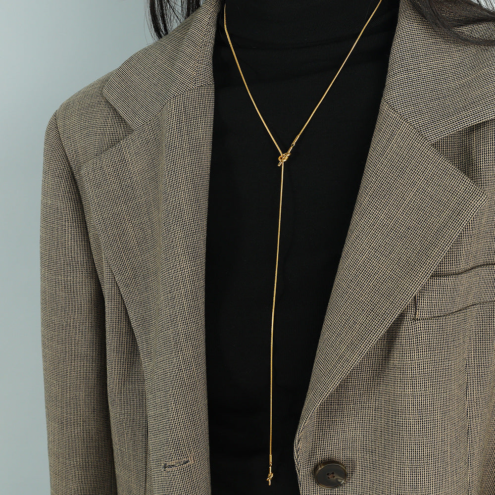 Simple Gold Knot Tassel Adjustable Lariat Y Necklace