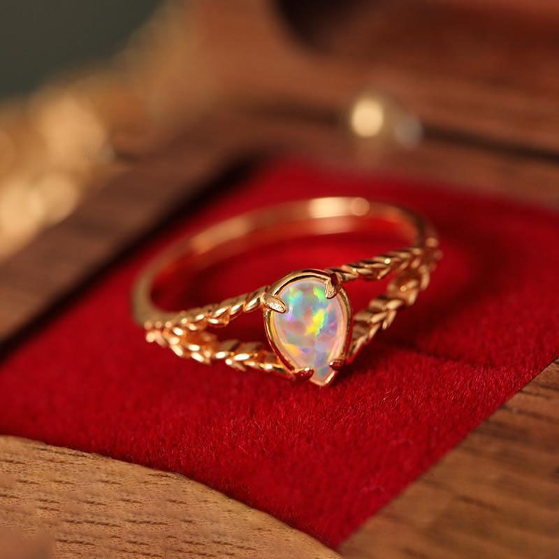 Opal Split Braid Ring October Birthstone Ring