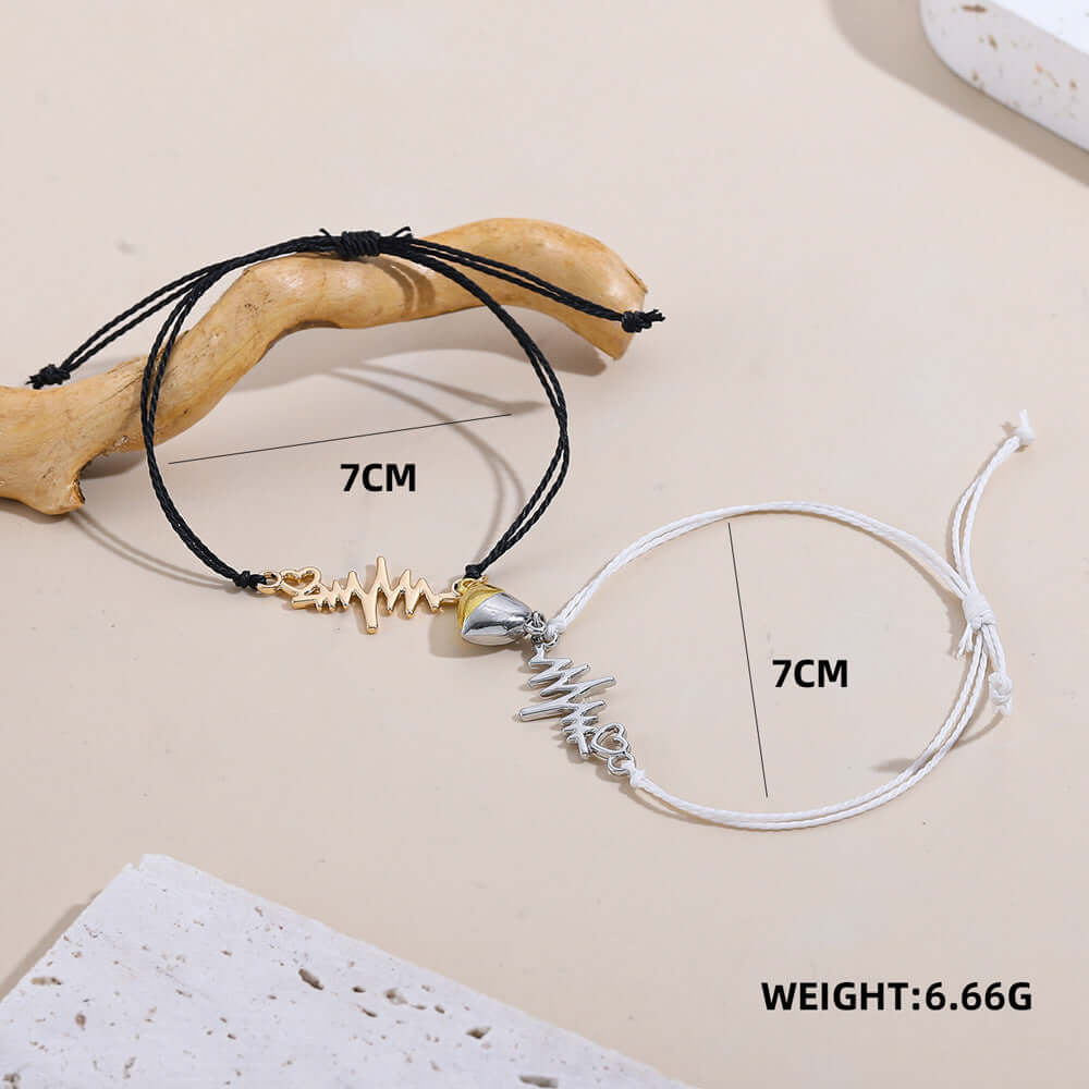 Magnetic Heartbeat Cord Matching Bracelet 