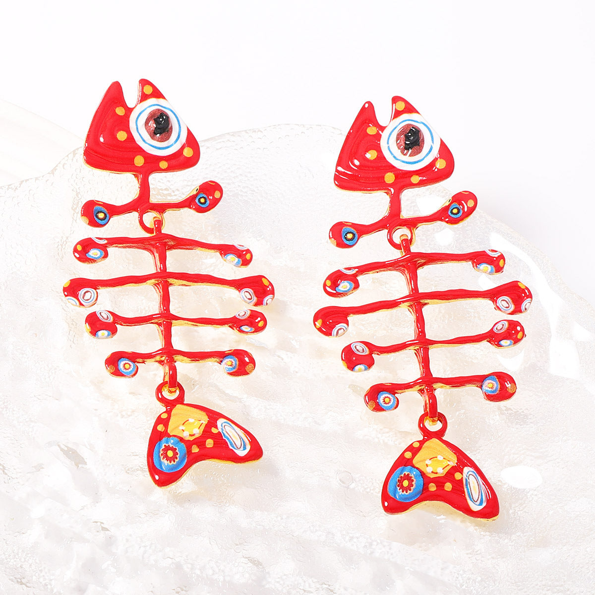 Chunky Fishbone Skeleton Earrings