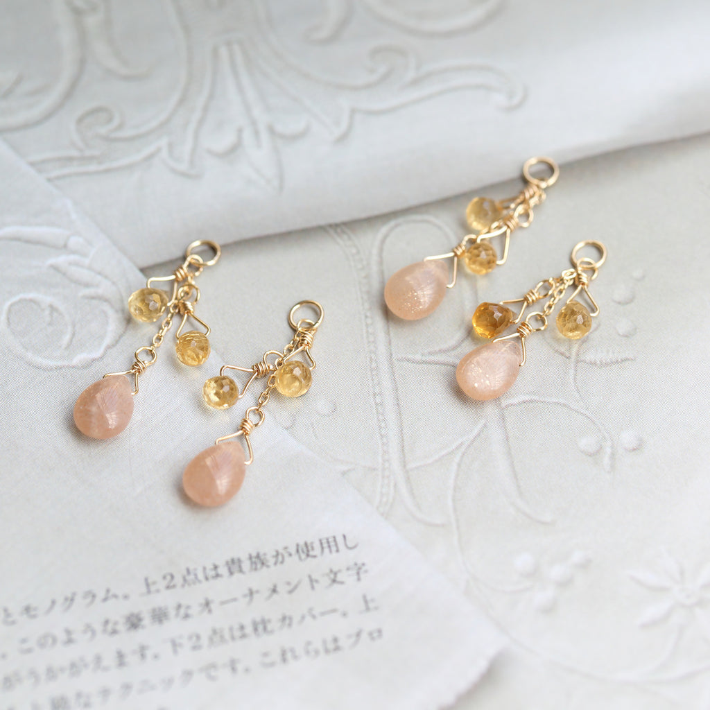 Hollow Citrine Sunstone Droplet Earrings