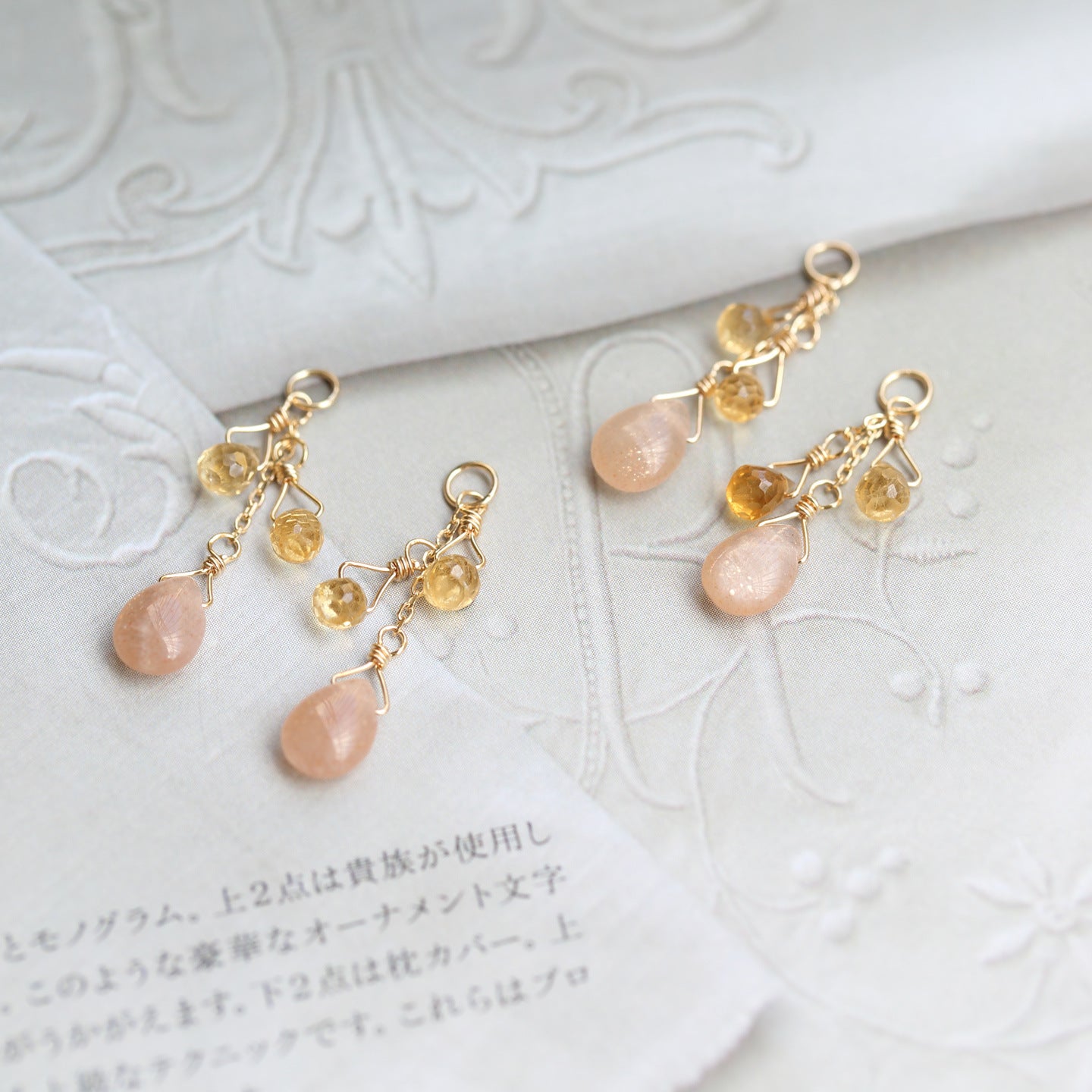 Hollow Citrine Sunstone Droplet Earrings