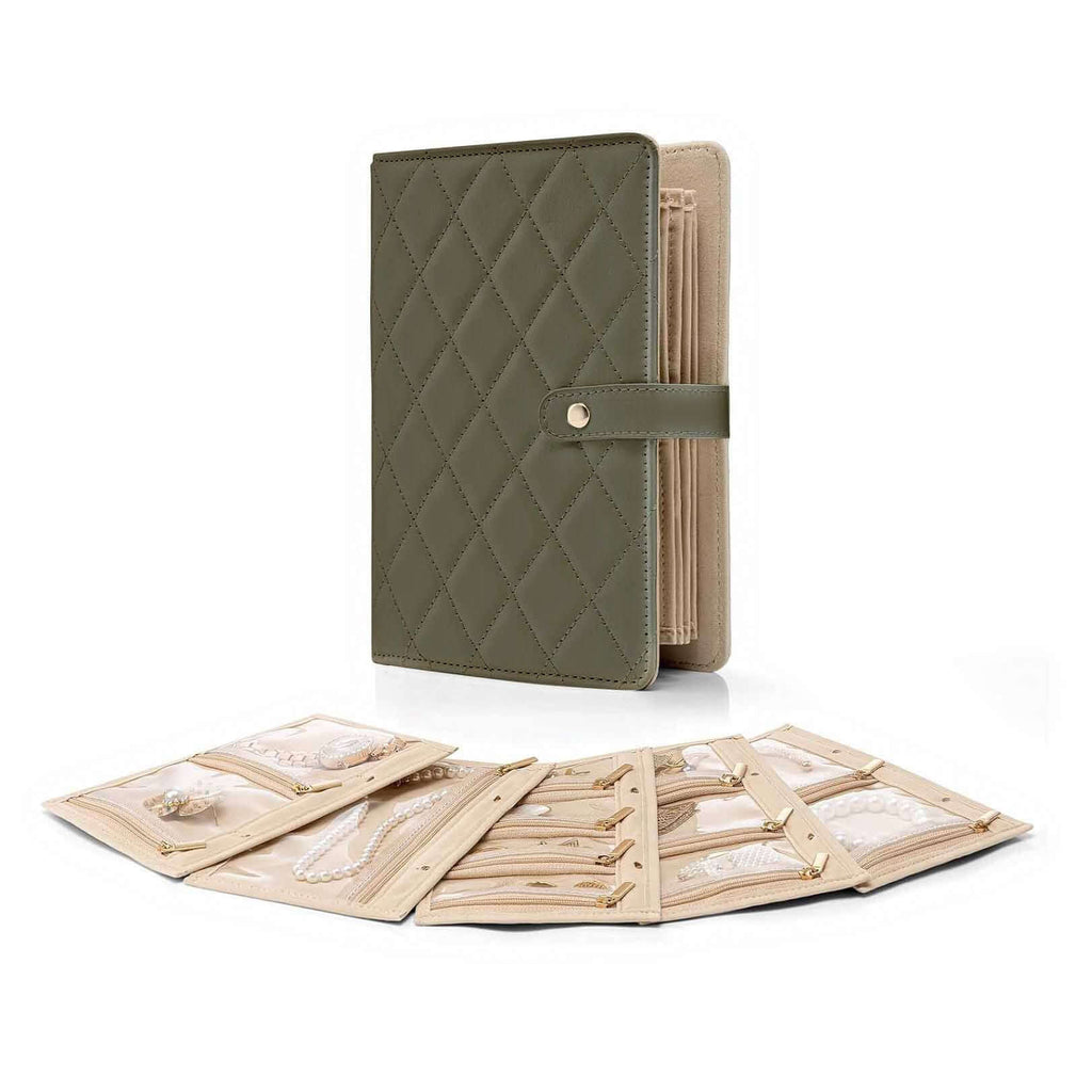 Jewelry Organizer Case Binder Book with Zipper Storage Bag