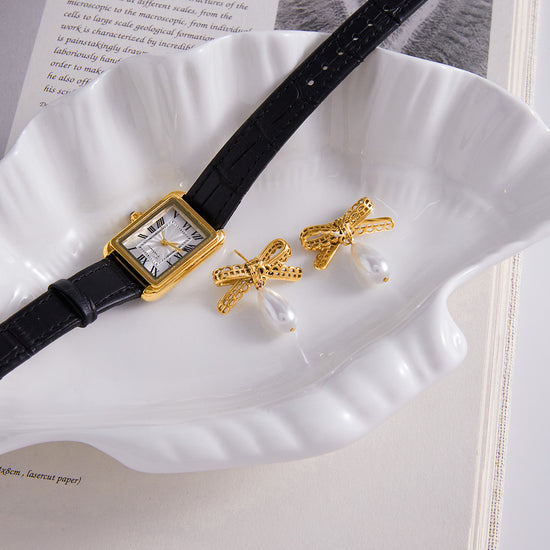 Feminine Bow Drop Earrings