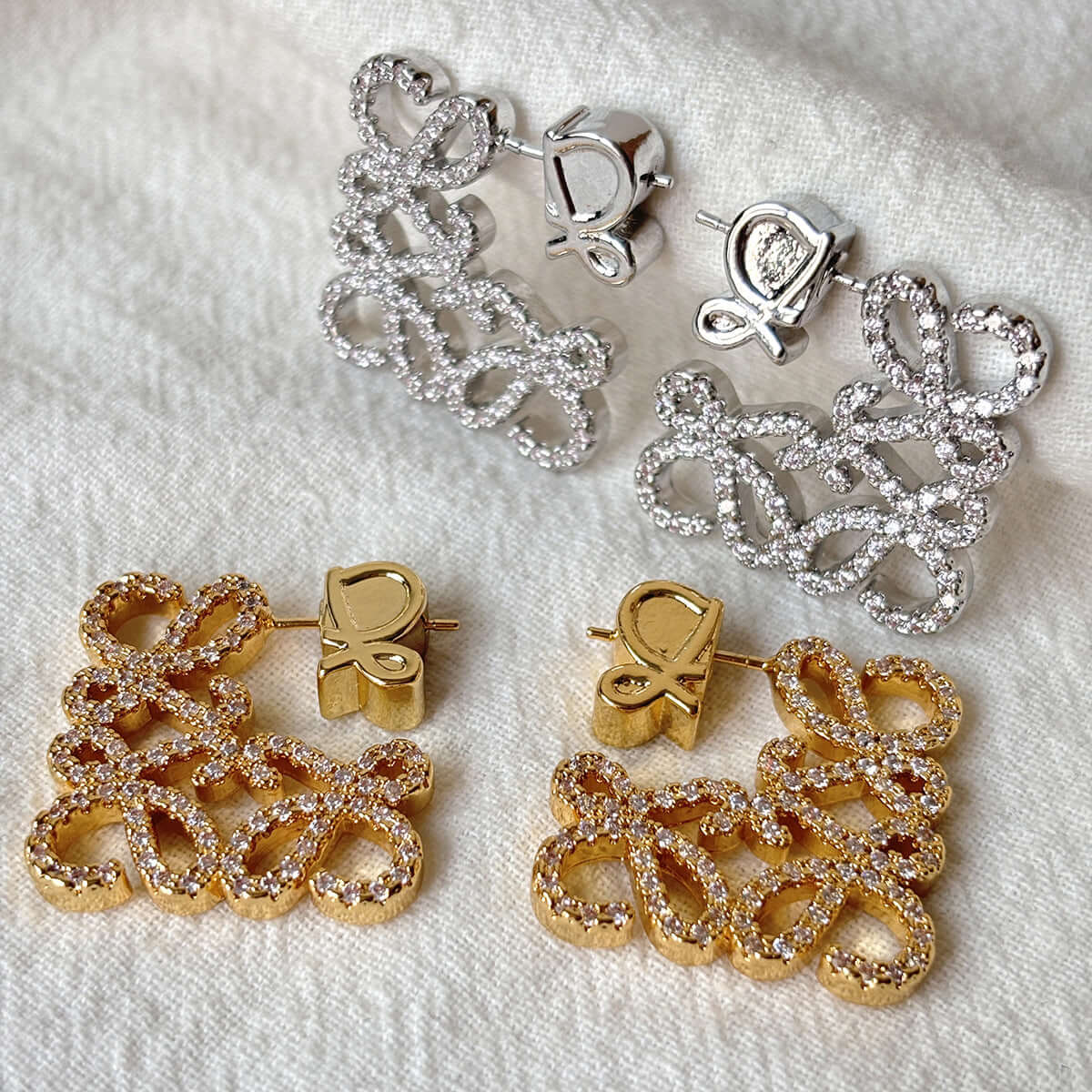 French Square Hollow Letter Large Earrings