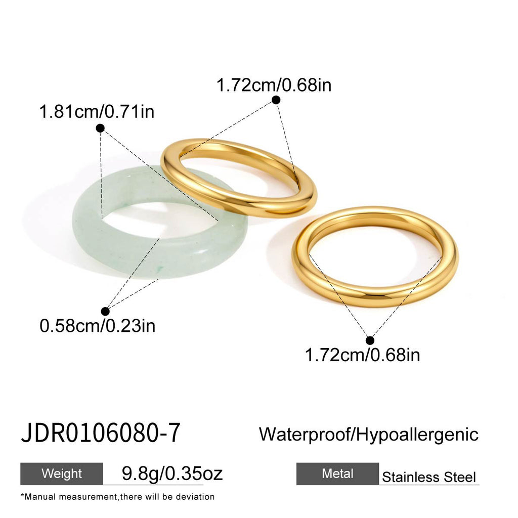 Earth & Elegance Natural Gemstone Stainless Steel Ring