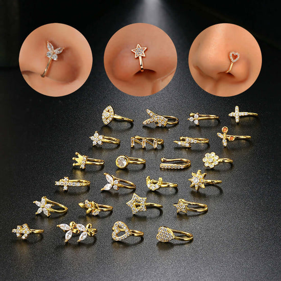 18K Gold Bunny No Piercing Nose Cuff Fake Nose Ring
