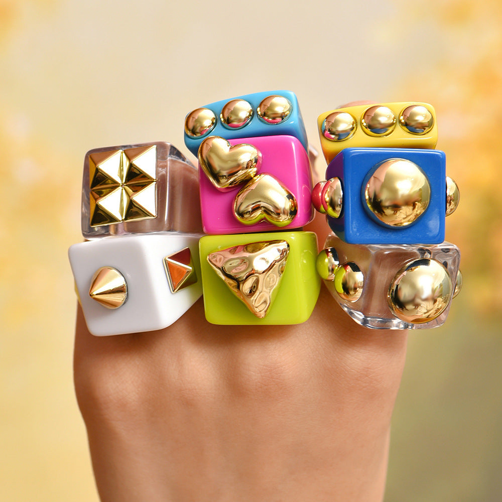 Y2K Spice Girl Dopamine Color Resin Ring