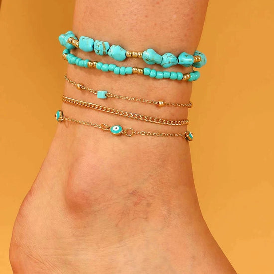 Coastal Charm Colorful Beaded Anklet
