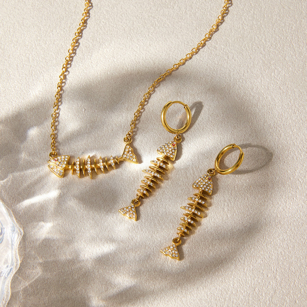 Y2K Gold Fishbone Necklace