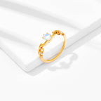 Romantic CZ Moonstone Gemini Birthstone Curve Ring