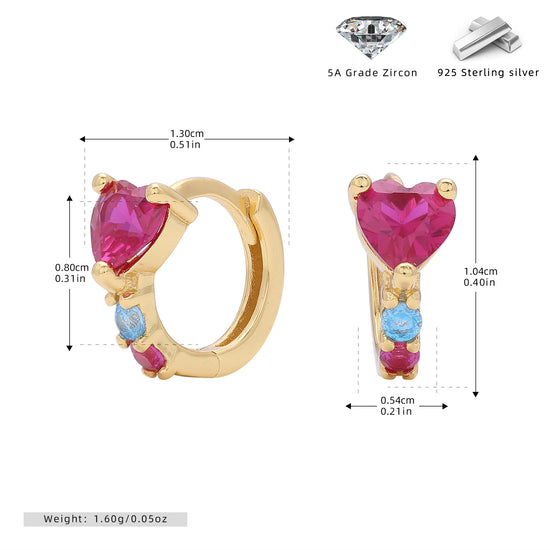 Dazzling Heart Small Hoop Earrings