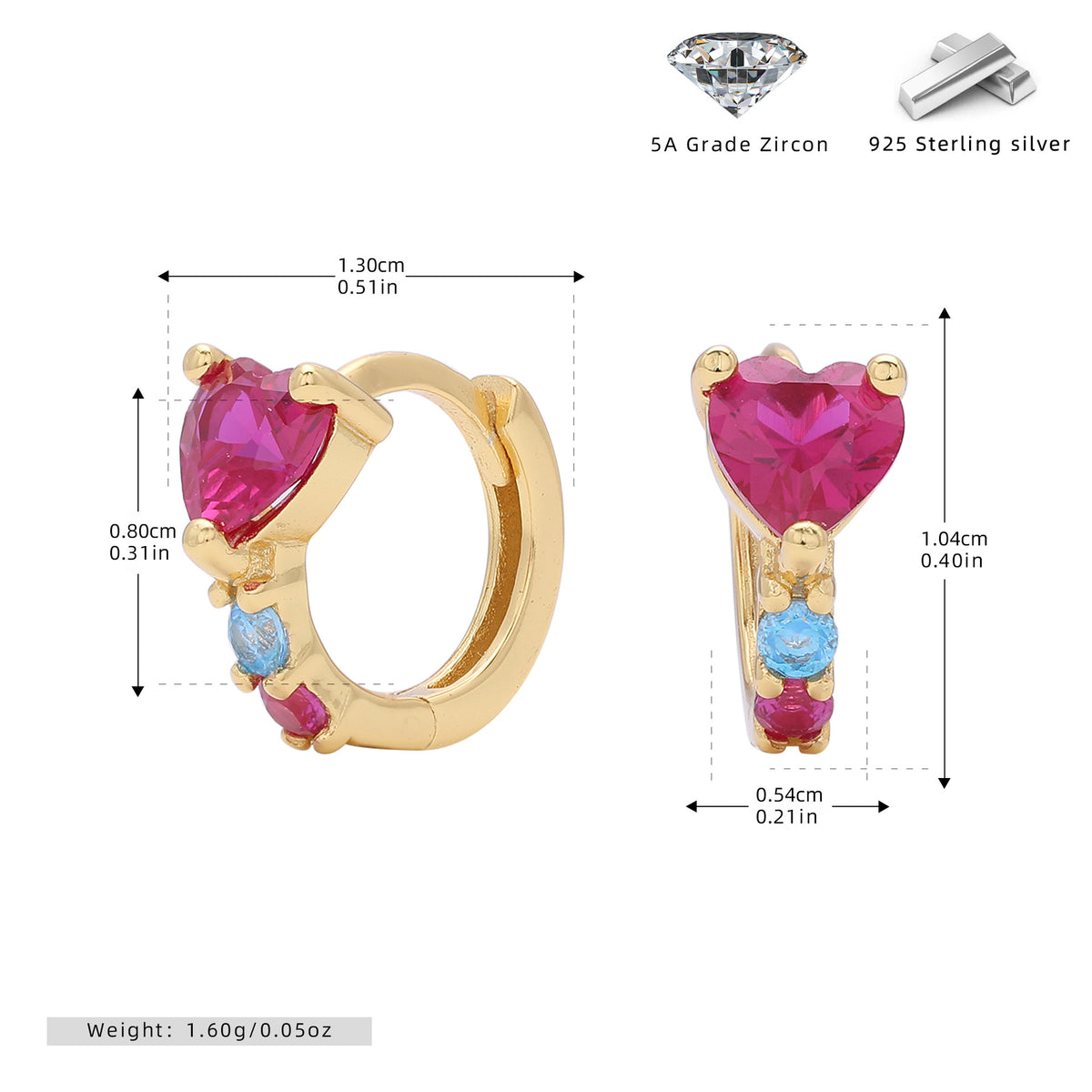 Dazzling Heart Small Hoop Earrings