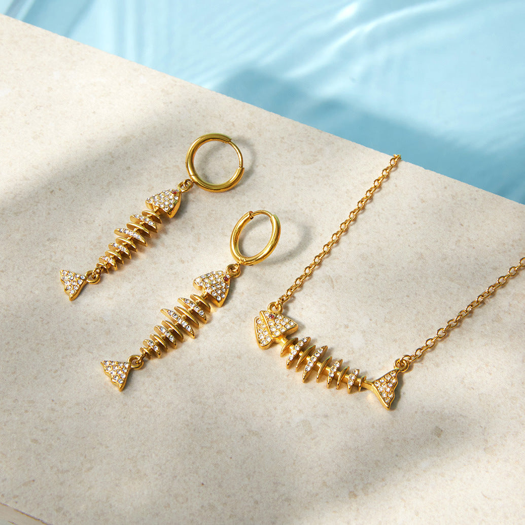 Y2K Gold Fishbone Necklace